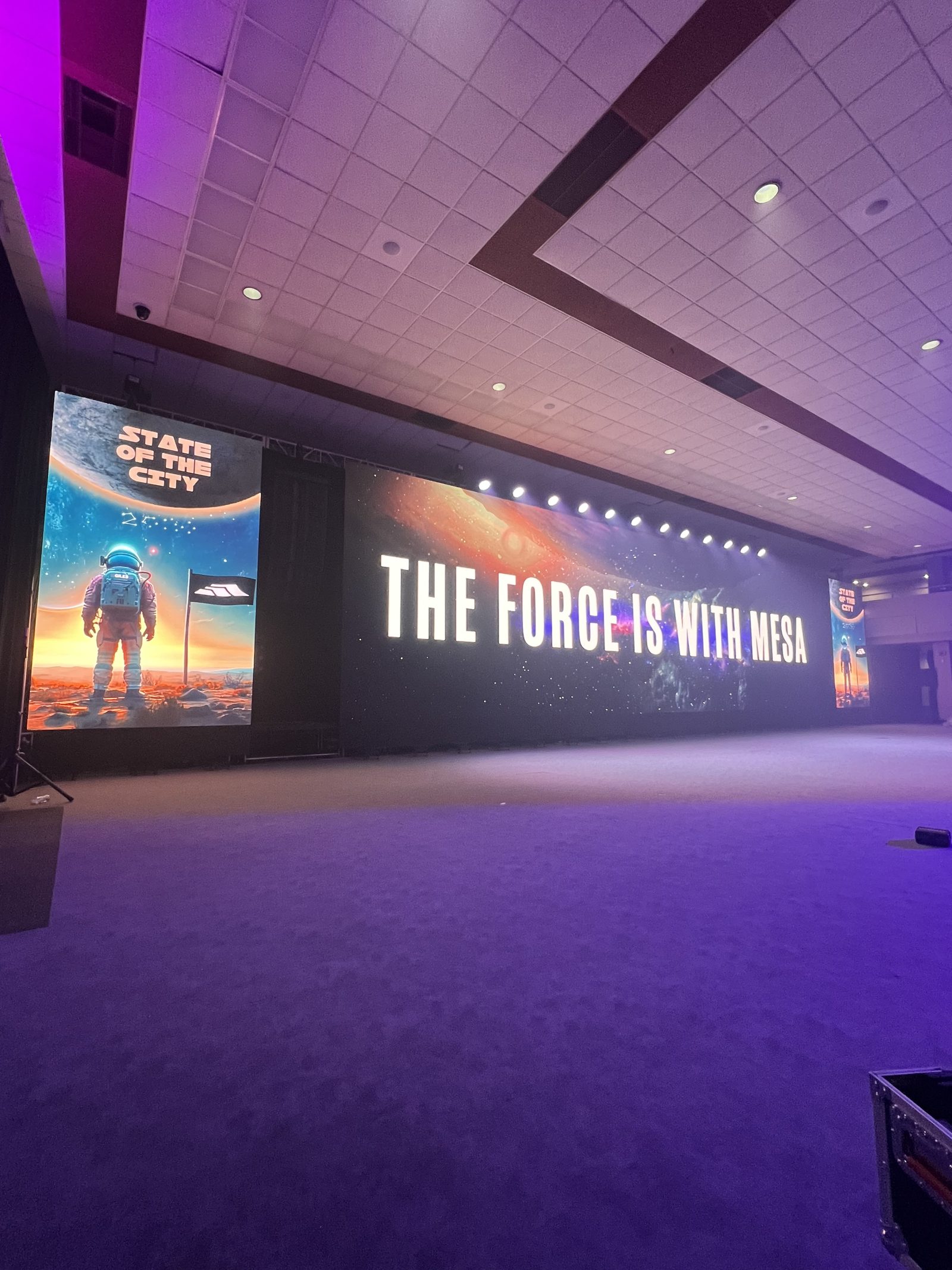 Mesa State of the City — Custom themed vertical LED design flanking the main stage.