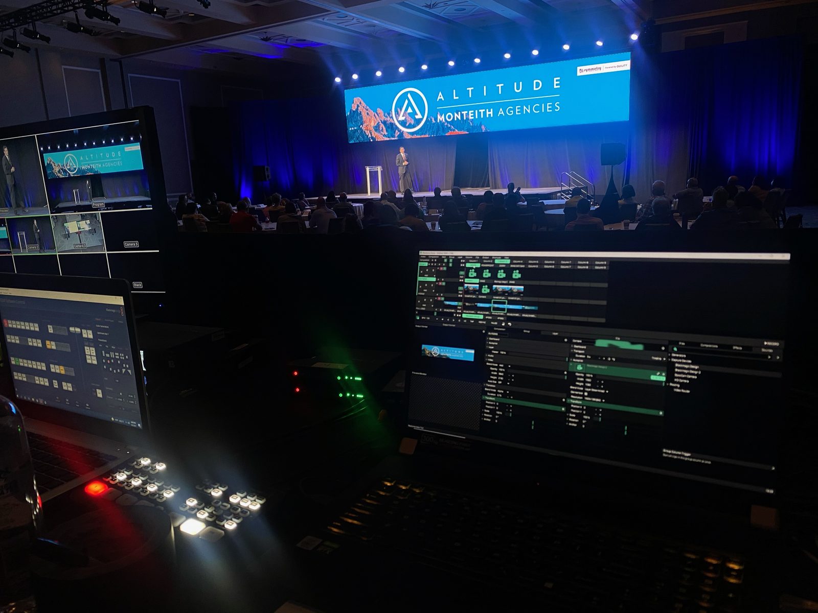 Show Control & Production — Front-of-house audio, video switching and show-calling from the production desk.
