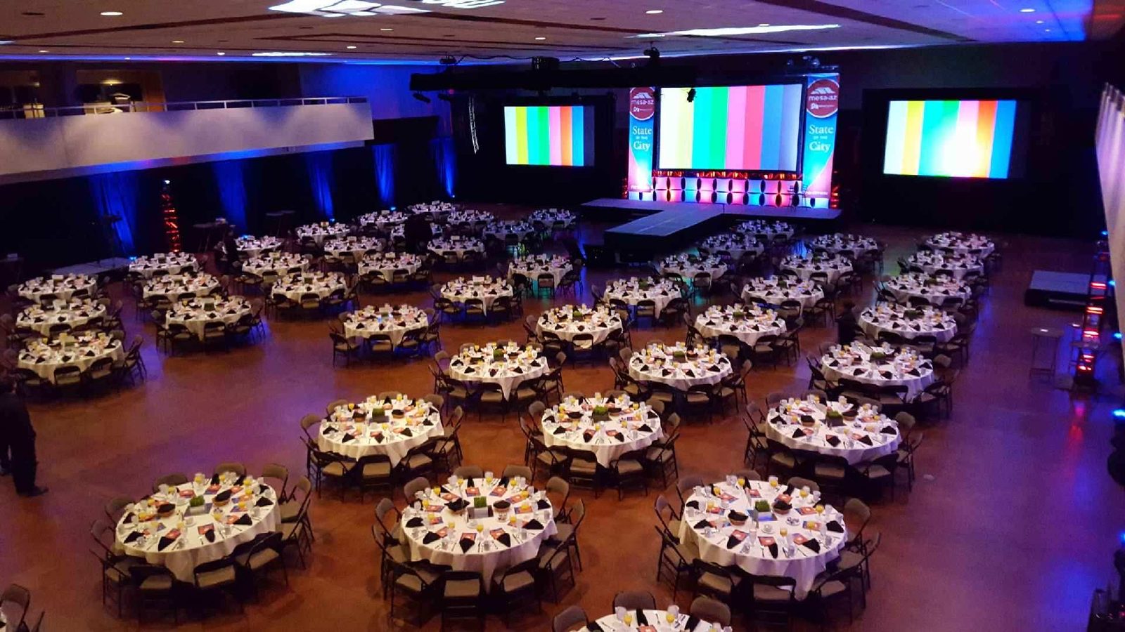 Mesa State of the City — Multi-color LED stage backdrop and banquet production.